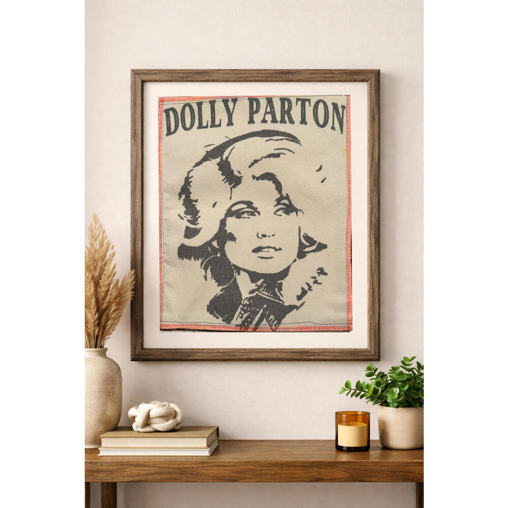 two face threads dolly parton smalls patch wall art decor custom upcycled 11x13